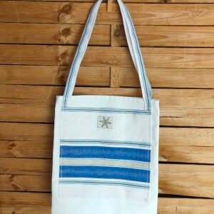 Novedades bolso tote bag mármol blanco con bolsillo rojo