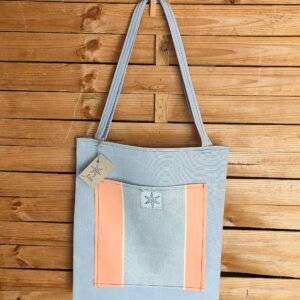 Novedades bolso tote bag mármol blanco con bolsillo rojo